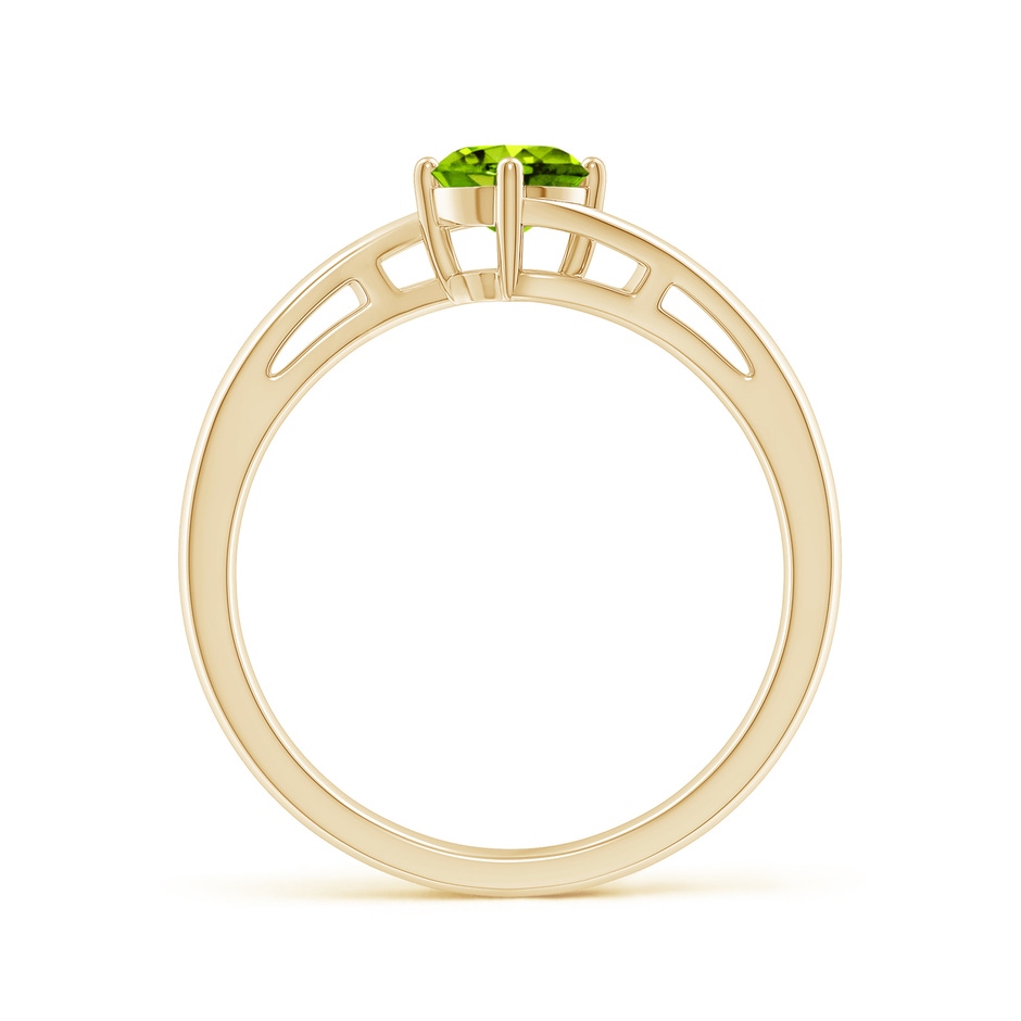 5mm AAAA Classic Round Peridot Solitaire Bypass Ring in Yellow Gold side-1
