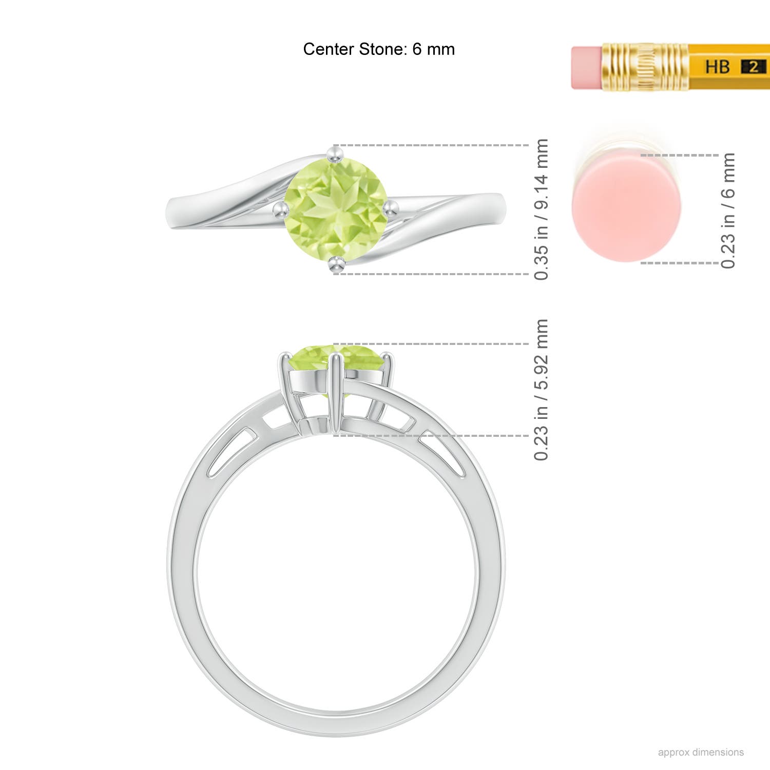 A - Peridot / 0.95 CT / 14 KT White Gold