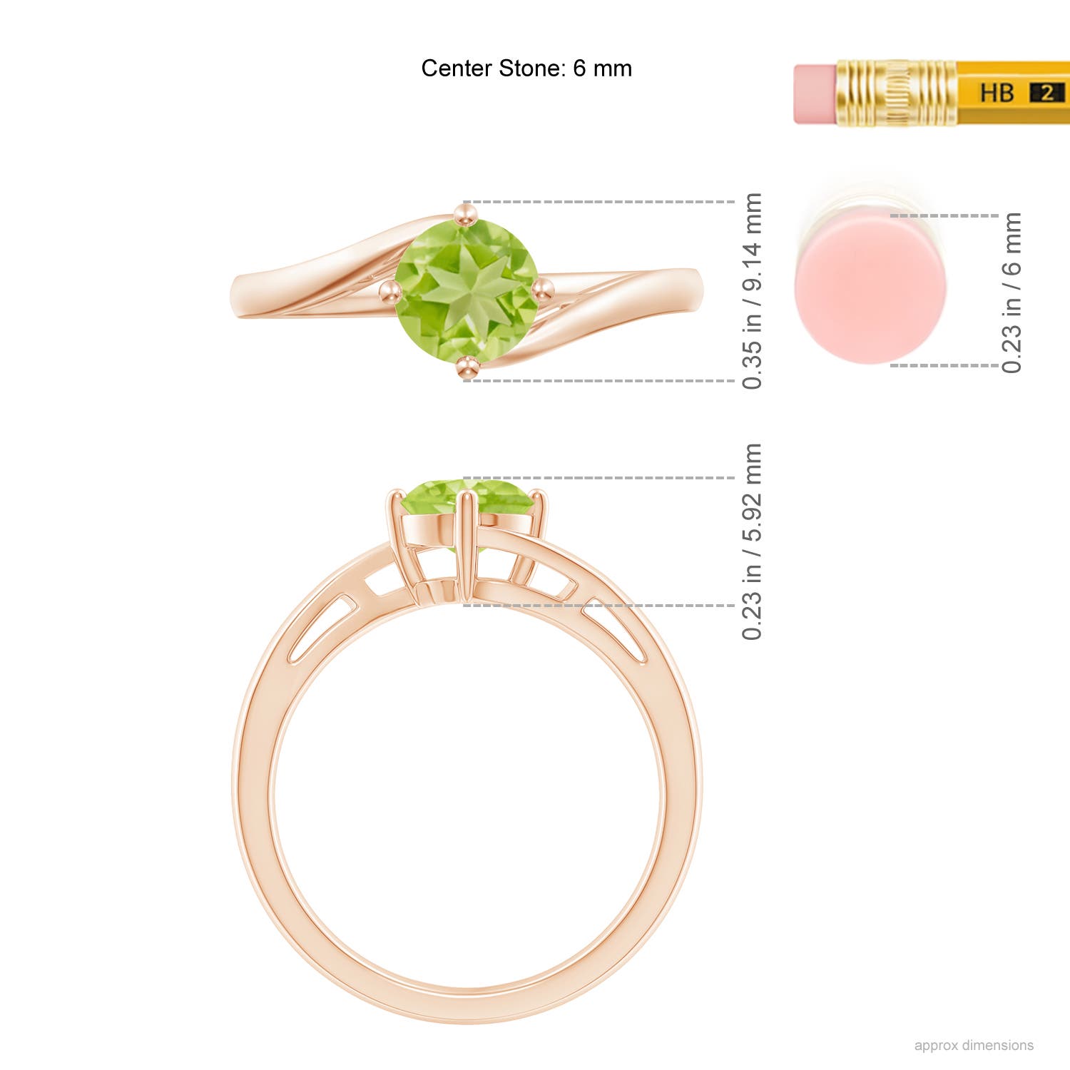 AA - Peridot / 0.95 CT / 14 KT Rose Gold