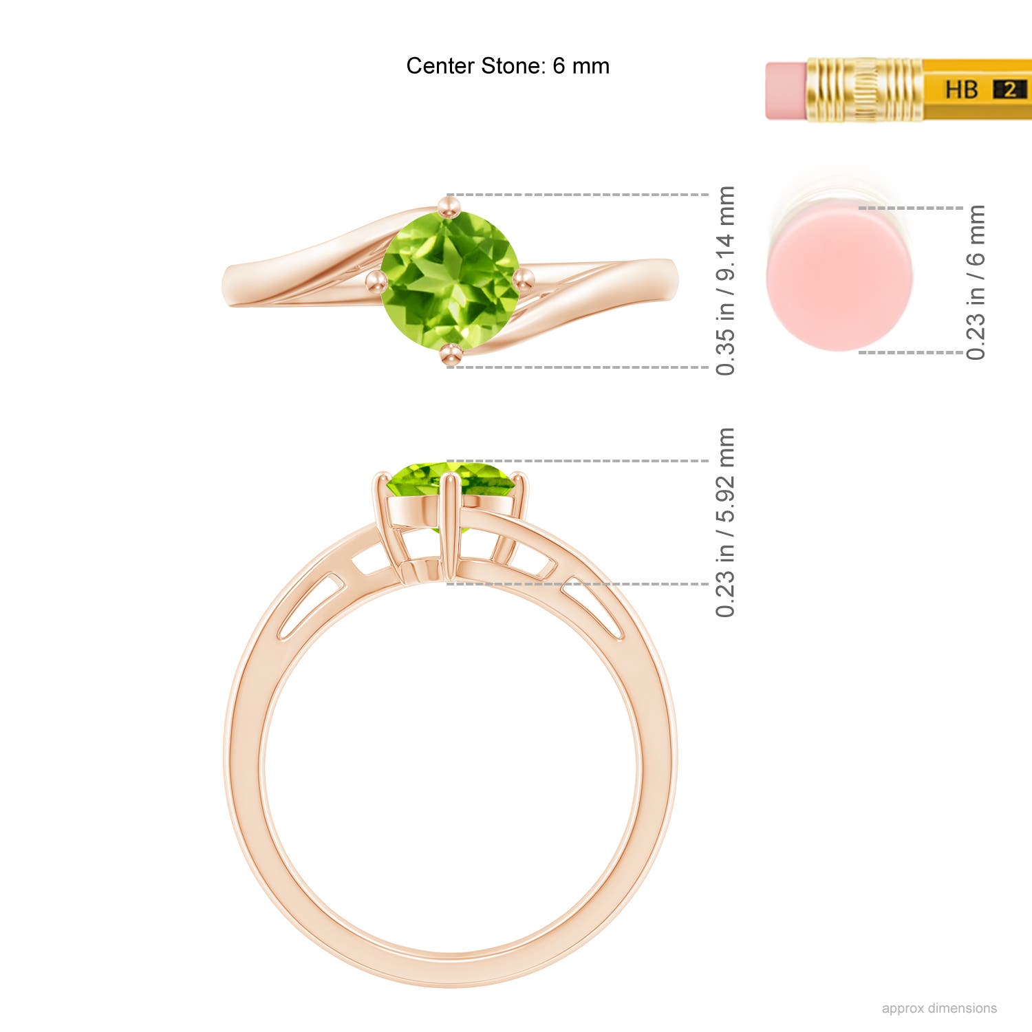 AAA - Peridot / 0.95 CT / 14 KT Rose Gold