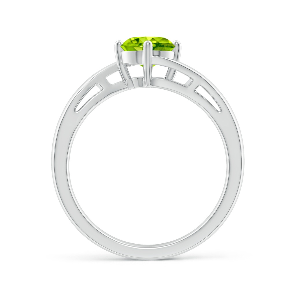 6mm AAA Classic Round Peridot Solitaire Bypass Ring in White Gold Side-1