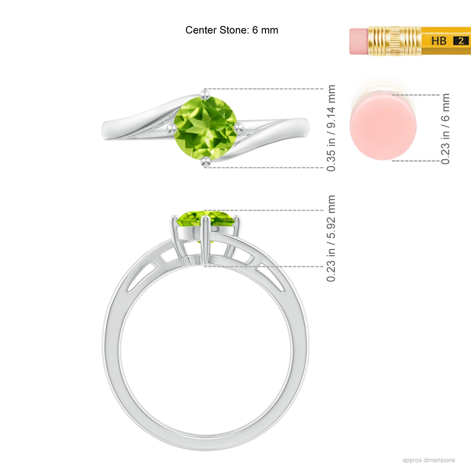 AAA - Peridot / 0.95 CT / 14 KT White Gold