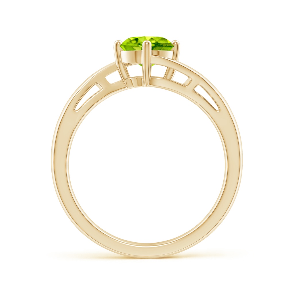 6mm AAA Classic Round Peridot Solitaire Bypass Ring in Yellow Gold - side_1