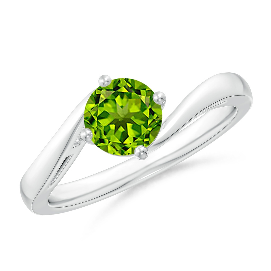 6mm AAAA Classic Round Peridot Solitaire Bypass Ring in P950 Platinum 
