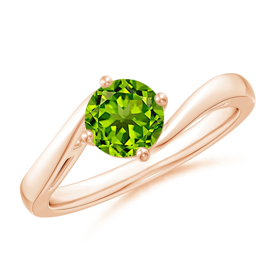 6mm AAAA Classic Round Peridot Solitaire Bypass Ring in Rose Gold 