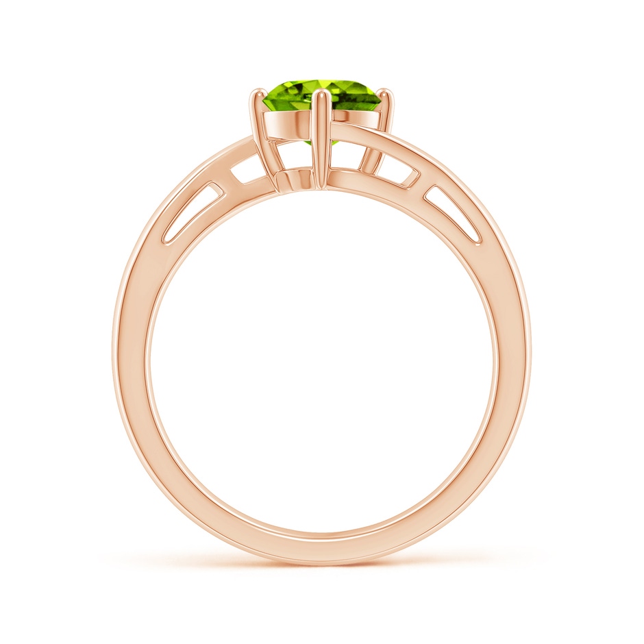 6mm AAAA Classic Round Peridot Solitaire Bypass Ring in Rose Gold side-1