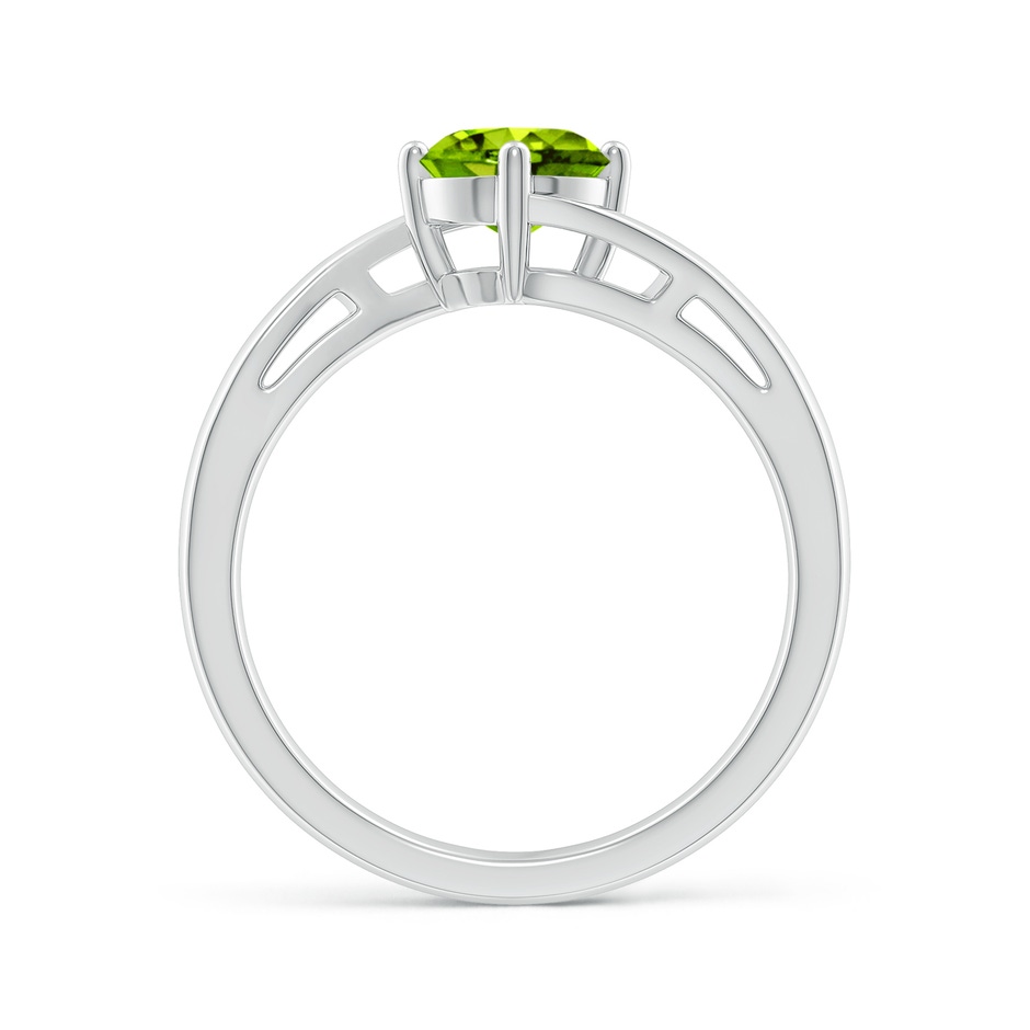 6mm AAAA Classic Round Peridot Solitaire Bypass Ring in White Gold side-1