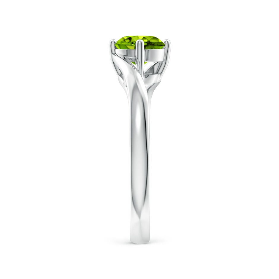 6mm AAAA Classic Round Peridot Solitaire Bypass Ring in White Gold side-2