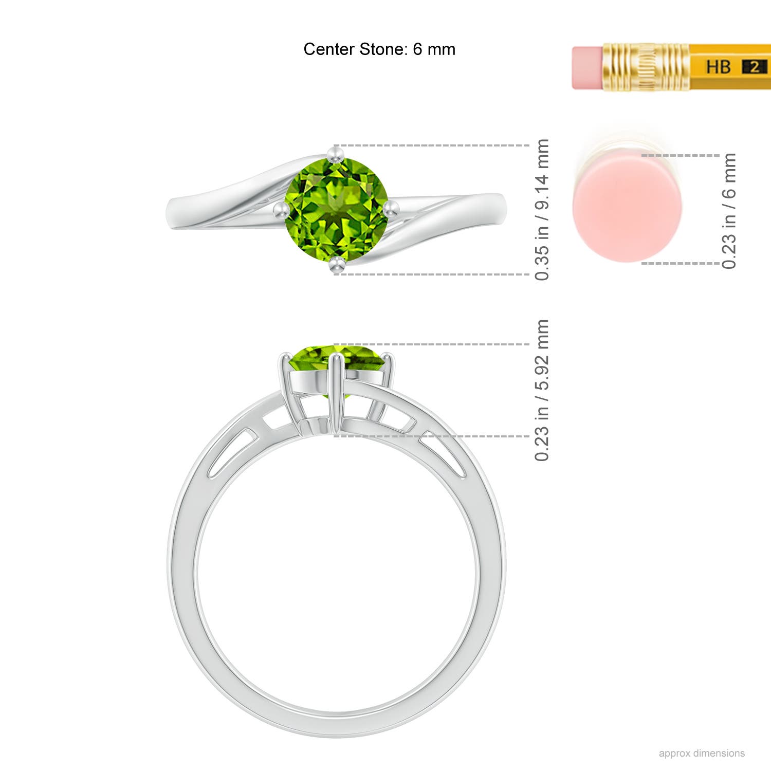 AAAA - Peridot / 0.95 CT / 14 KT White Gold