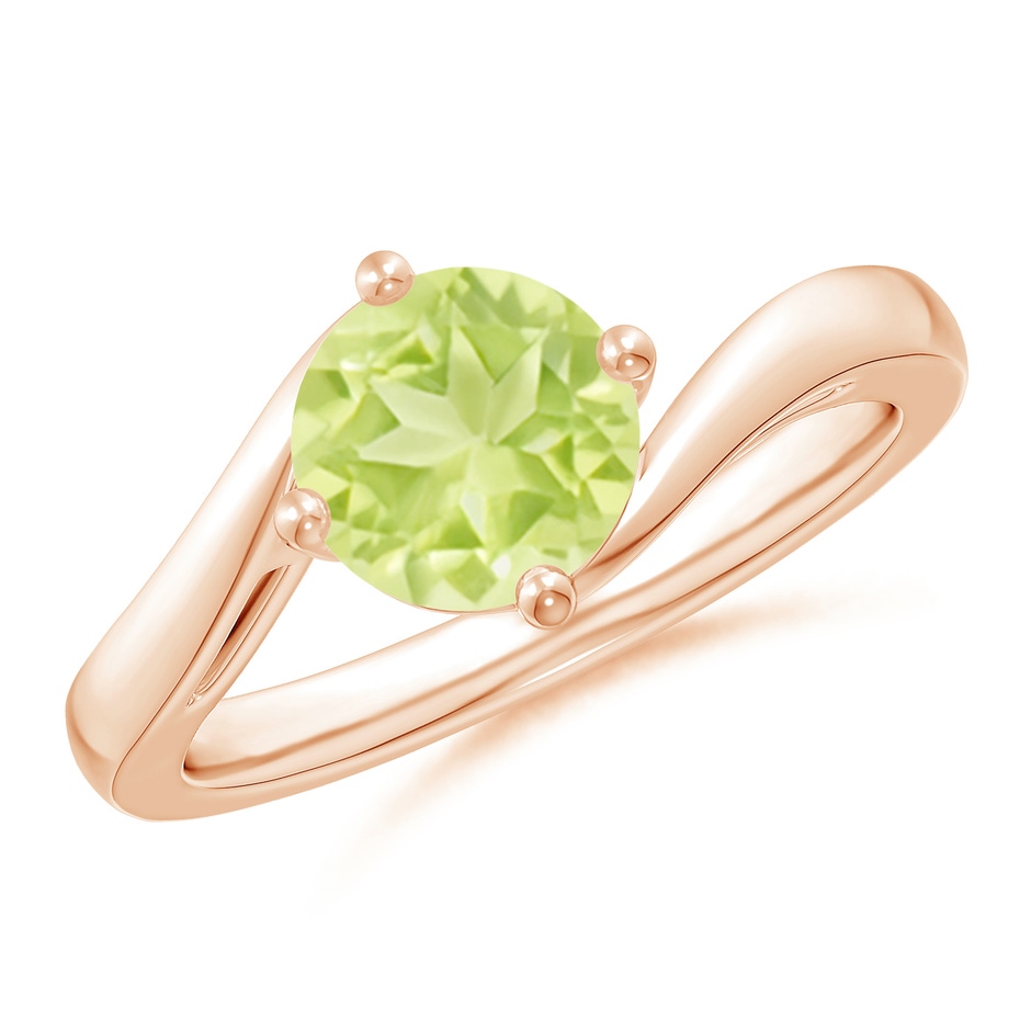 7mm A Classic Round Peridot Solitaire Bypass Ring in Rose Gold 
