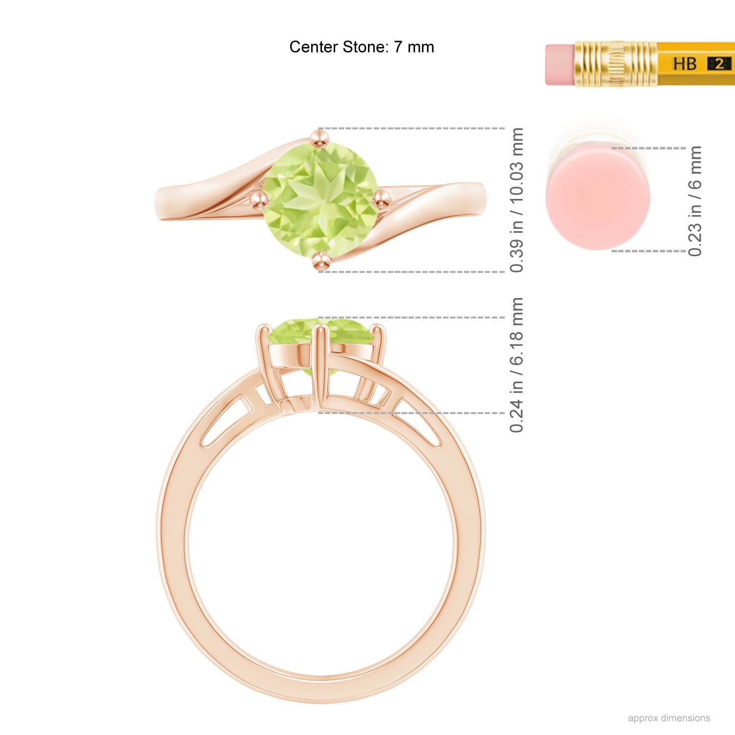 A - Peridot / 1.4 CT / 14 KT Rose Gold