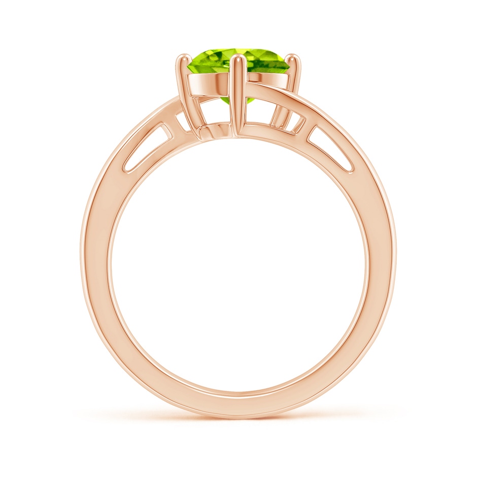 7mm AAA Classic Round Peridot Solitaire Bypass Ring in Rose Gold side-1