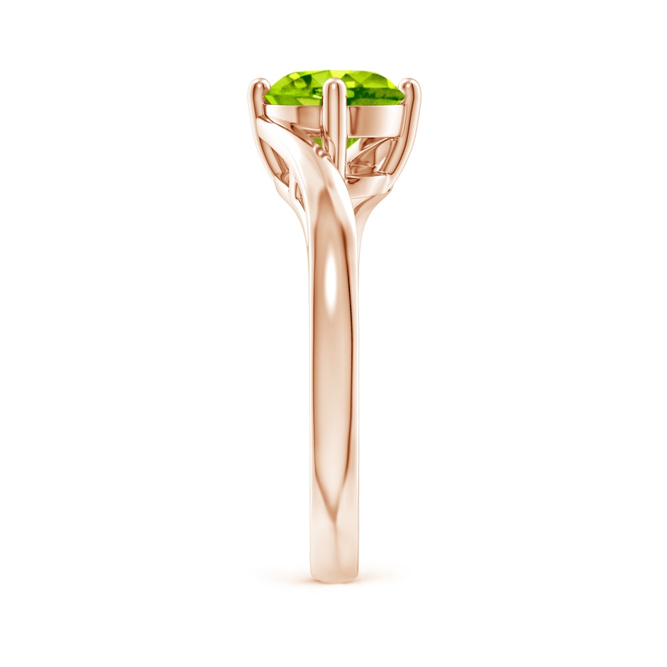 7mm AAA Classic Round Peridot Solitaire Bypass Ring in Rose Gold side-2