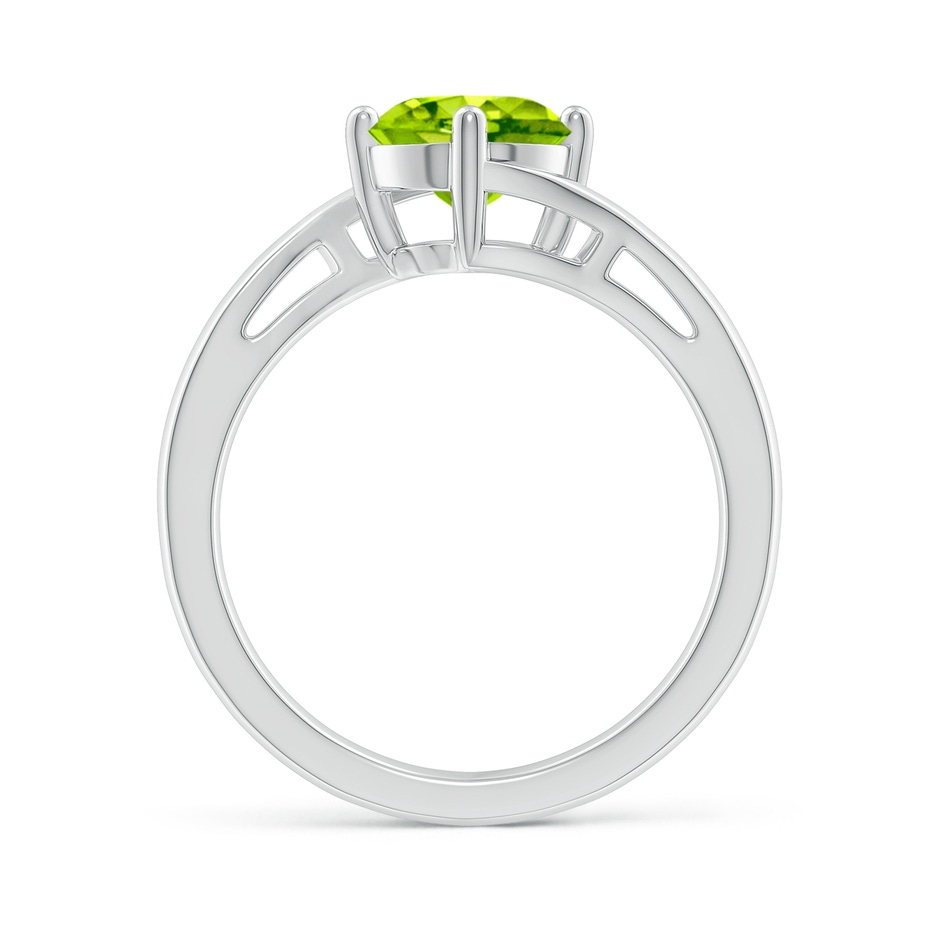 7mm AAA Classic Round Peridot Solitaire Bypass Ring in White Gold side-1