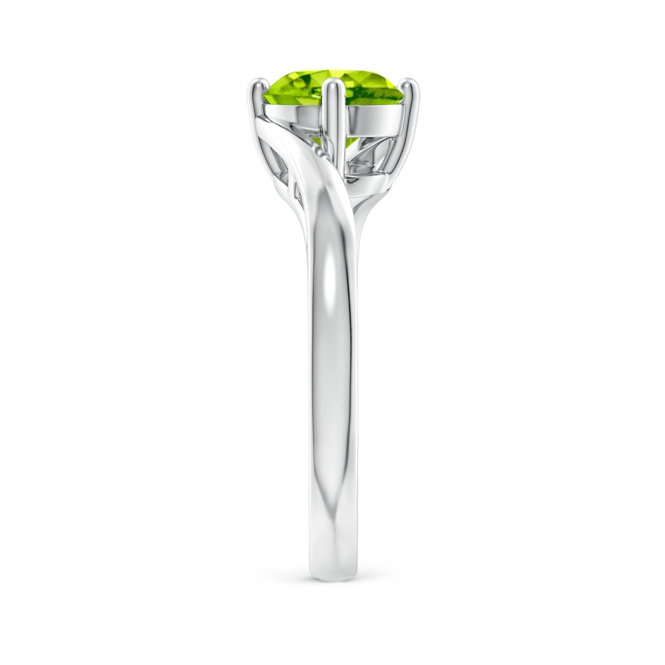 7mm AAA Classic Round Peridot Solitaire Bypass Ring in White Gold side-2