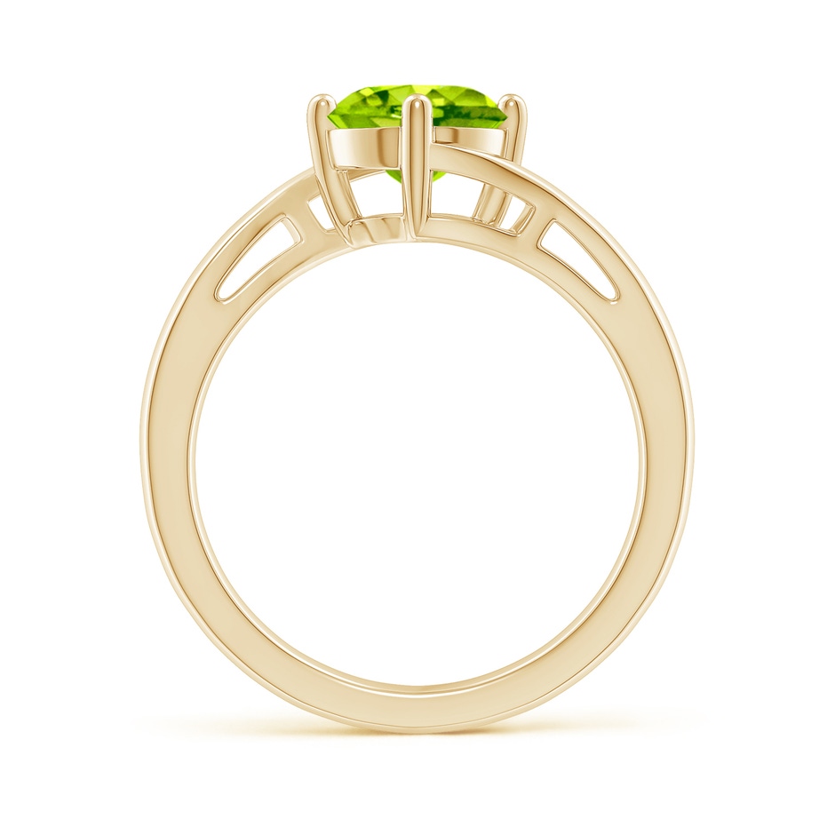 7mm AAA Classic Round Peridot Solitaire Bypass Ring in Yellow Gold side-1