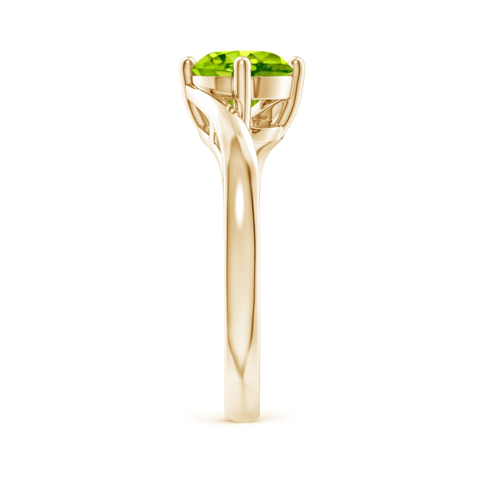 7mm AAA Classic Round Peridot Solitaire Bypass Ring in Yellow Gold side-2