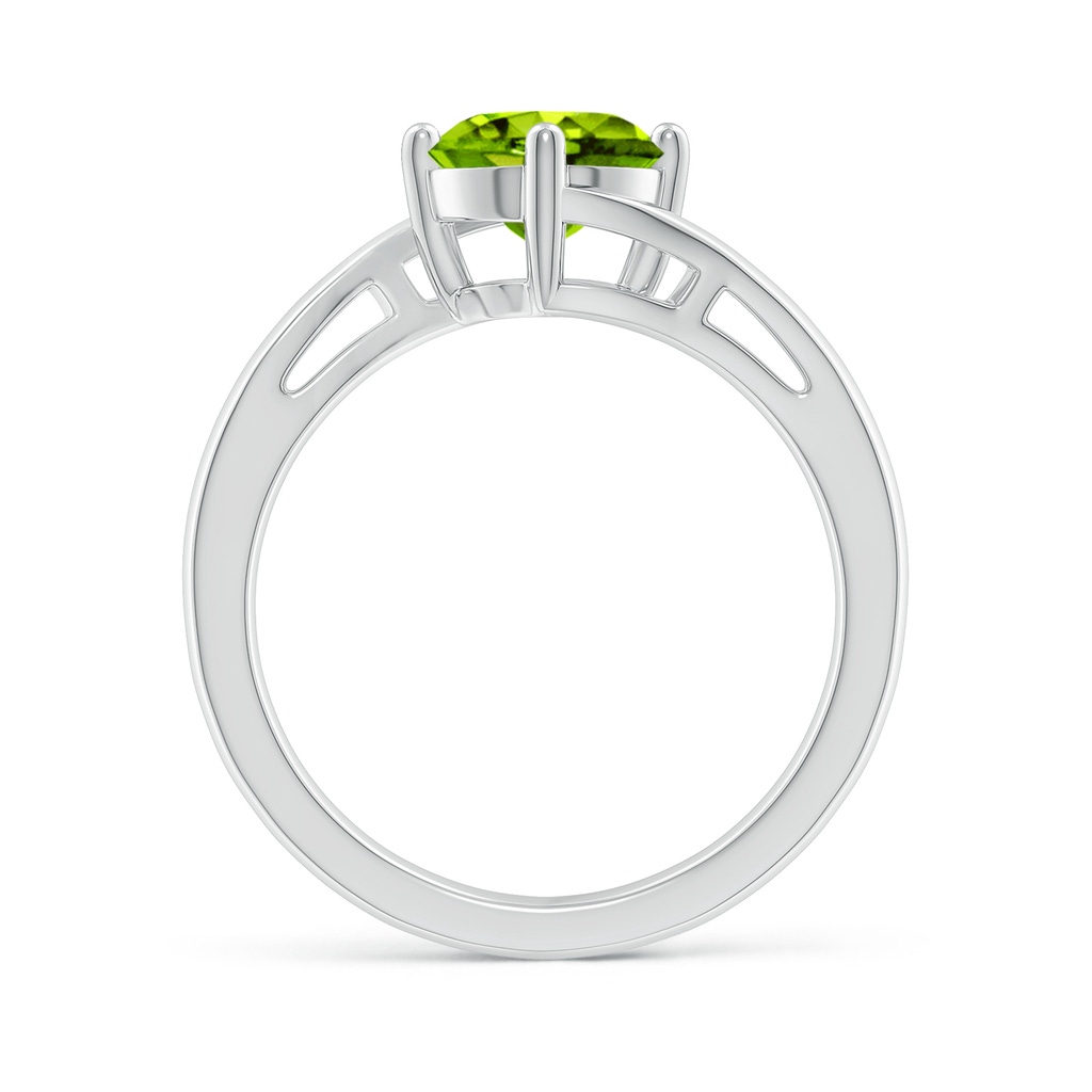 7mm AAAA Classic Round Peridot Solitaire Bypass Ring in White Gold Side-1