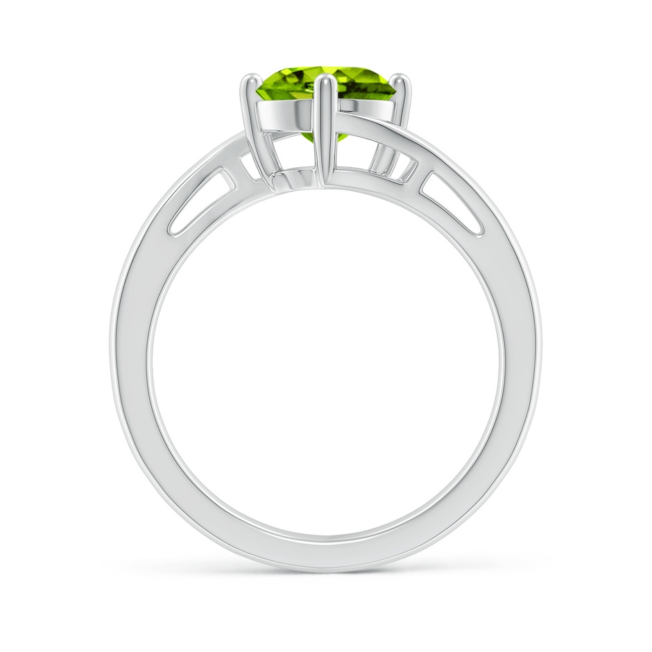 7mm AAAA Classic Round Peridot Solitaire Bypass Ring in White Gold side-1