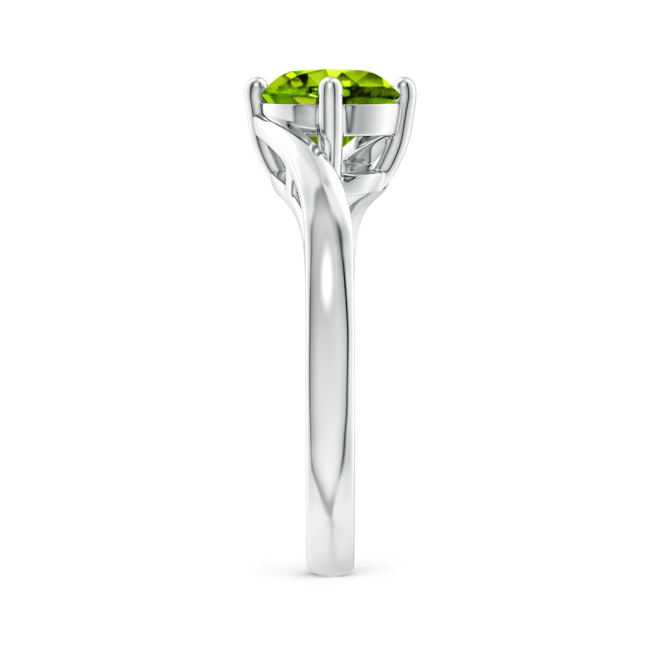 7mm AAAA Classic Round Peridot Solitaire Bypass Ring in White Gold side-2
