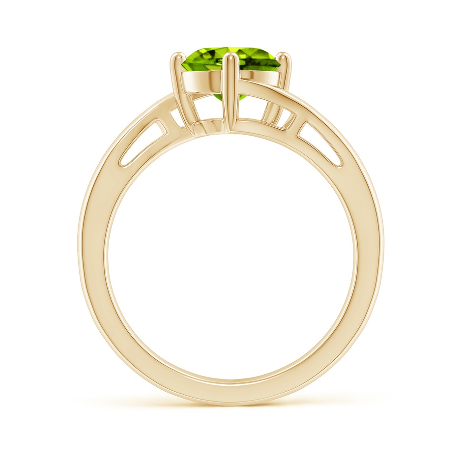 7mm AAAA Classic Round Peridot Solitaire Bypass Ring in Yellow Gold side-1