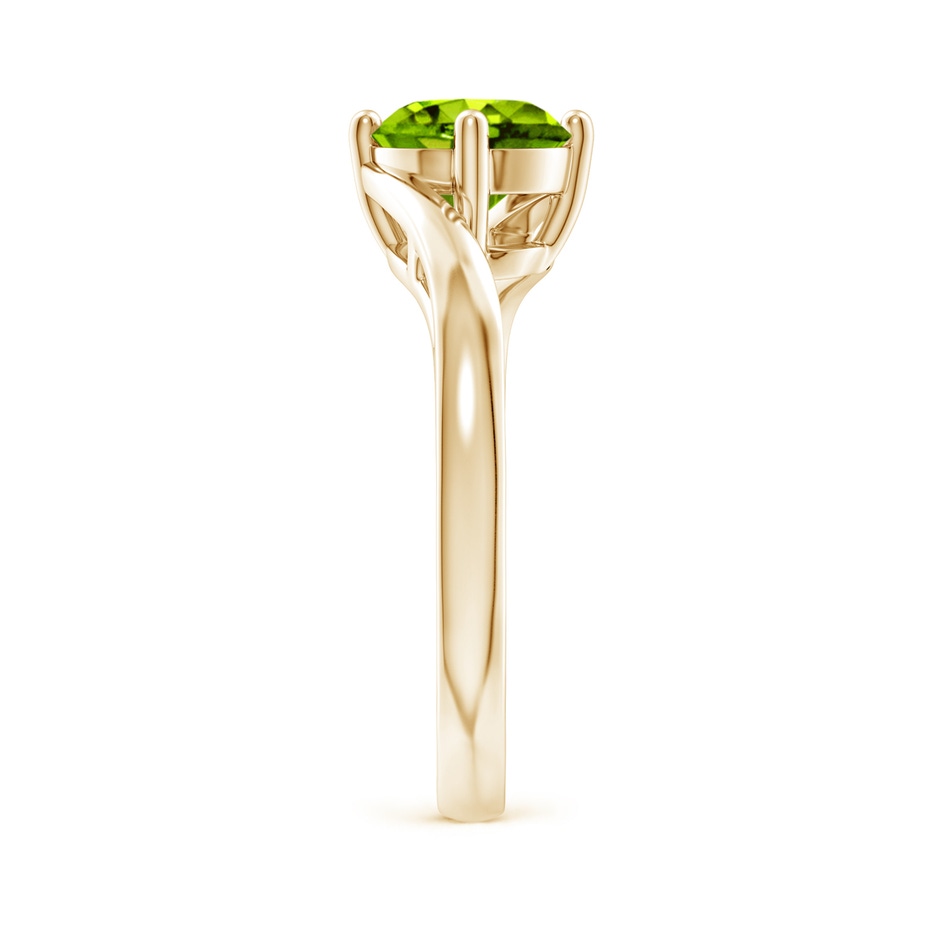 7mm AAAA Classic Round Peridot Solitaire Bypass Ring in Yellow Gold side-2