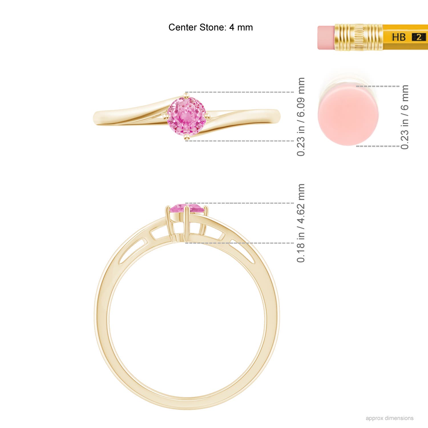 A - Pink Sapphire / 0.33 CT / 14 KT Yellow Gold