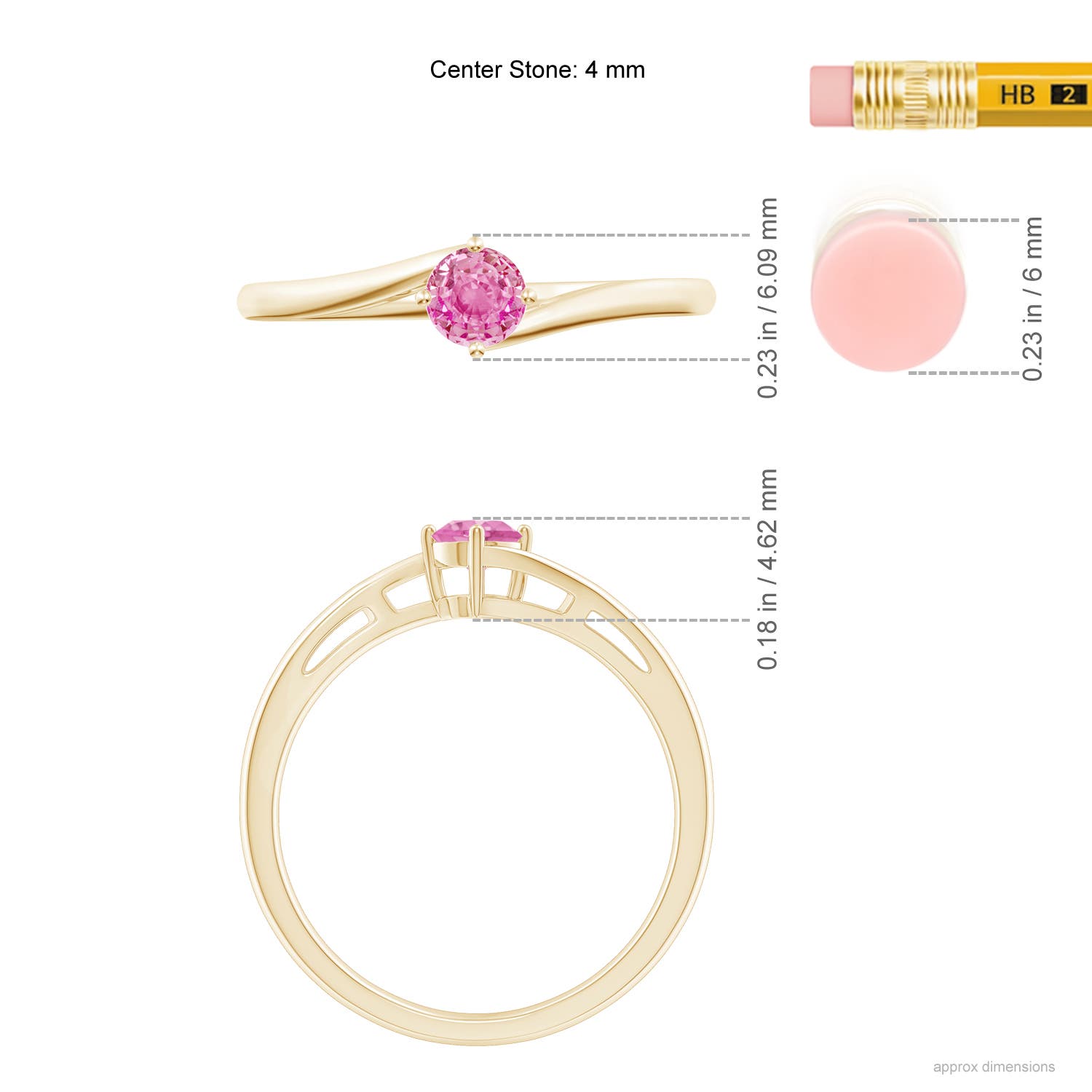 AA - Pink Sapphire / 0.33 CT / 14 KT Yellow Gold