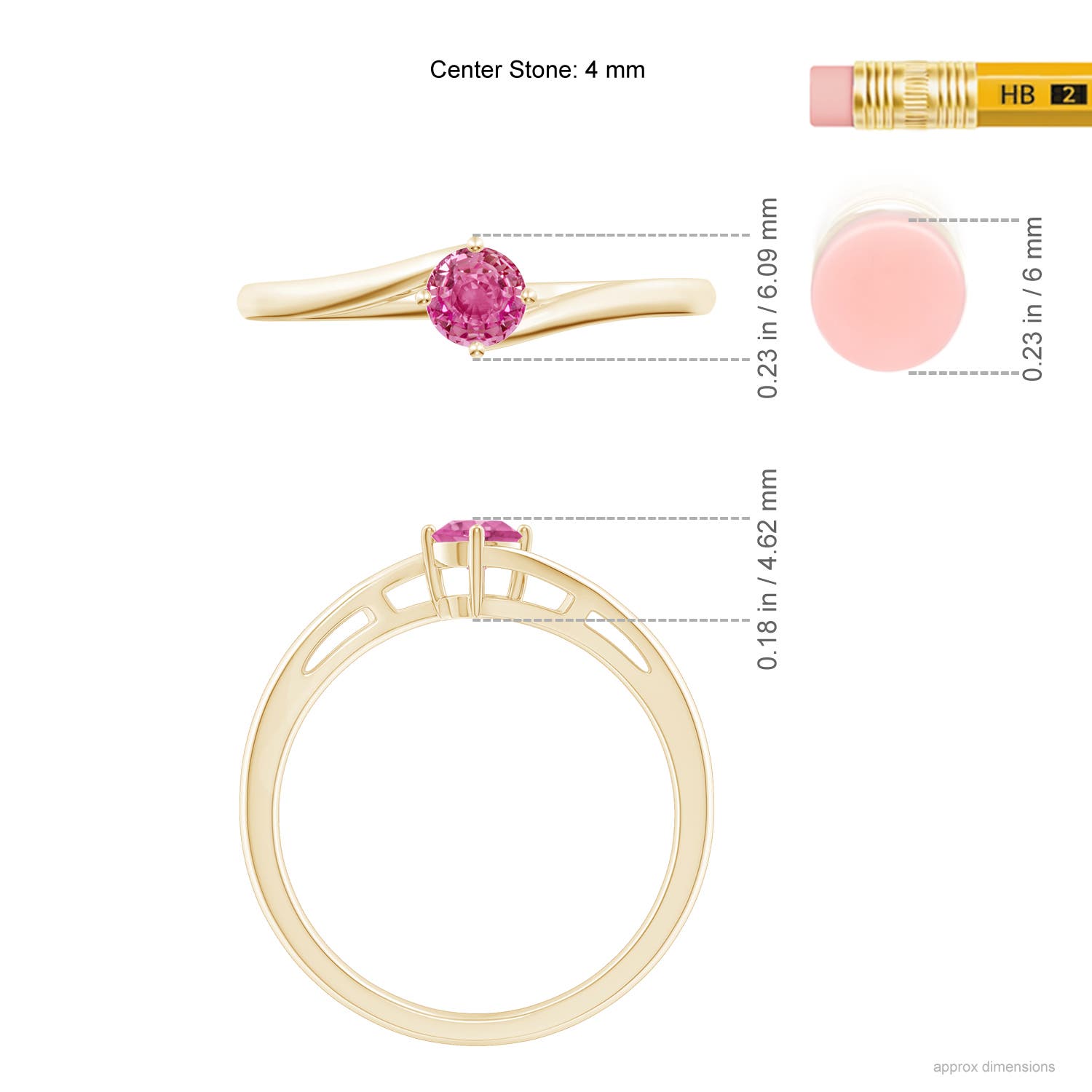 AAA - Pink Sapphire / 0.33 CT / 14 KT Yellow Gold