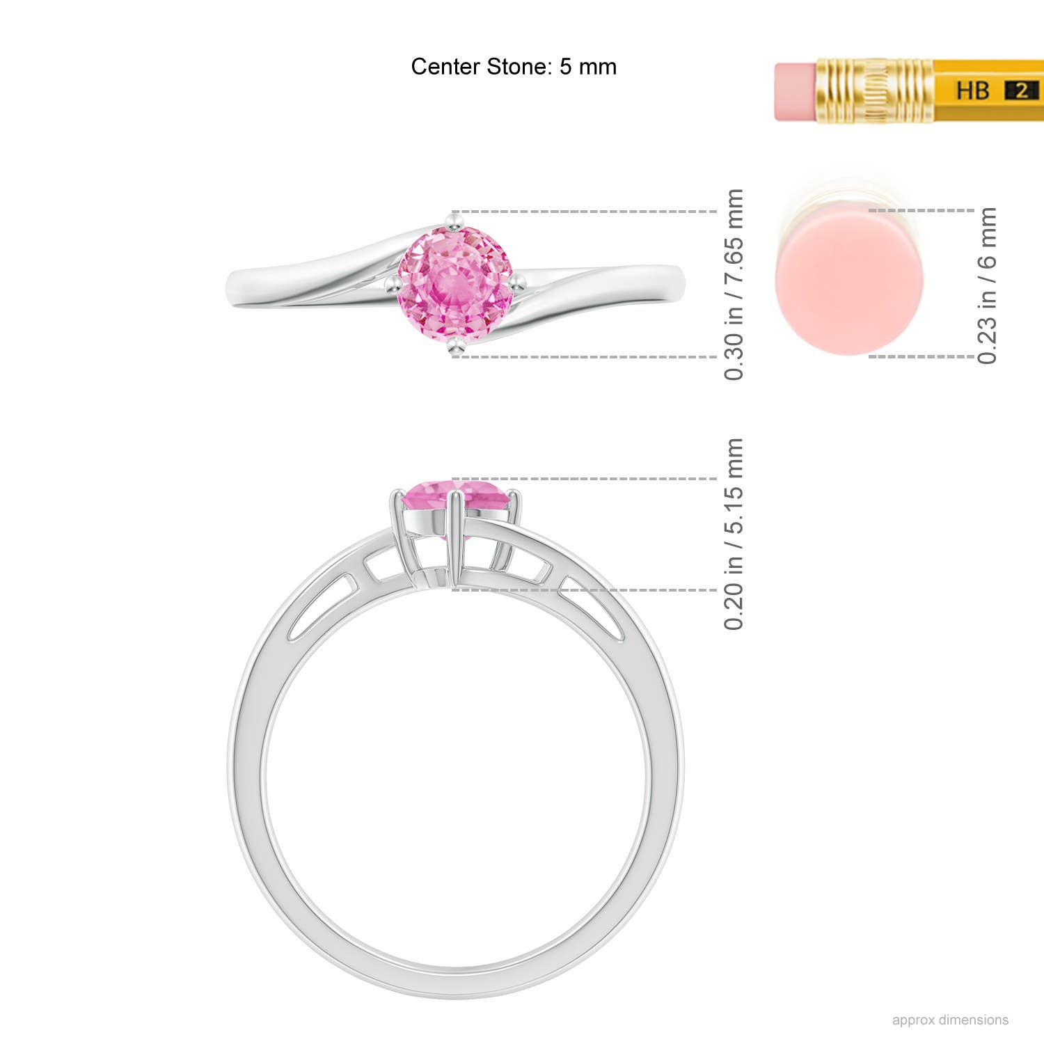 A - Pink Sapphire / 0.6 CT / 14 KT White Gold