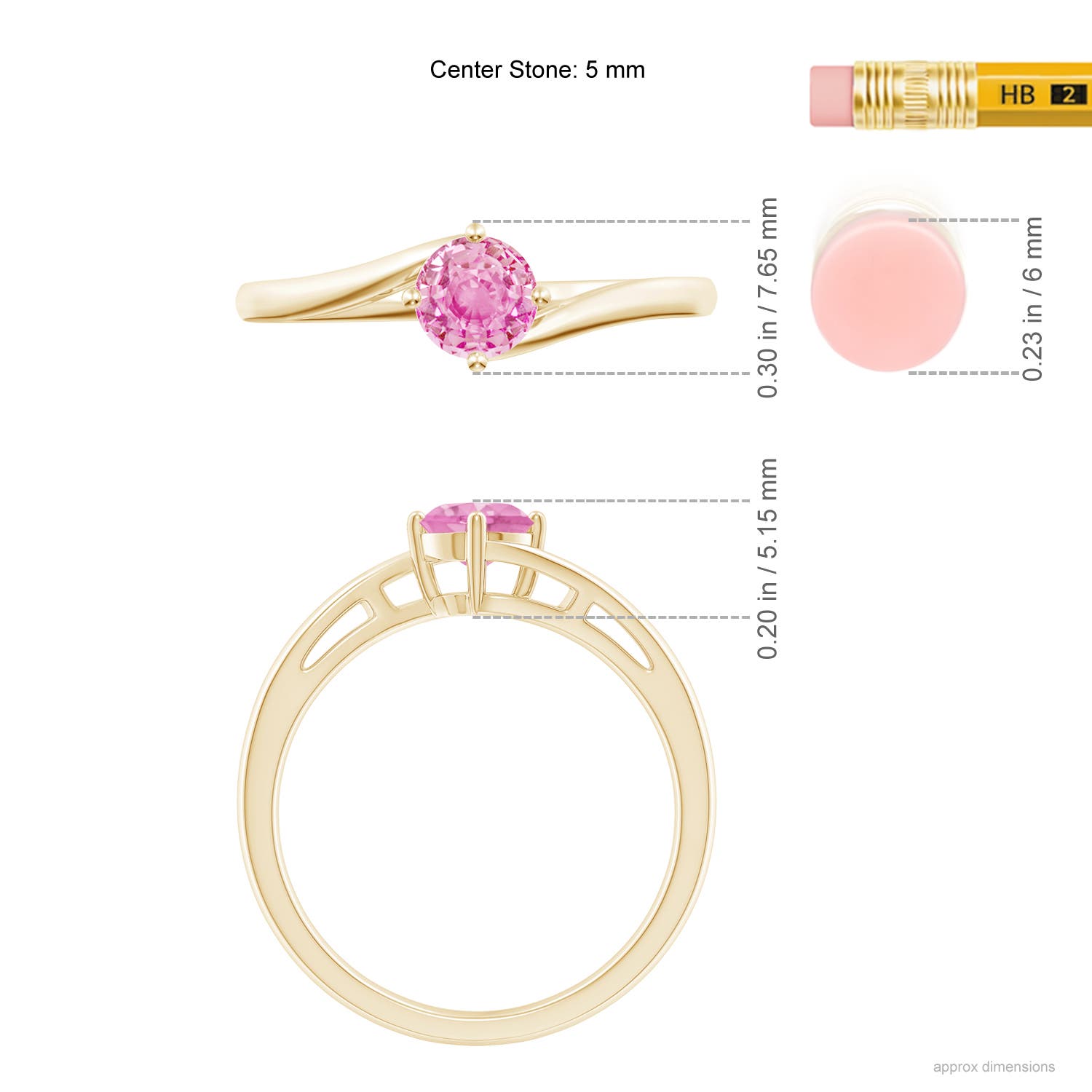 A - Pink Sapphire / 0.6 CT / 14 KT Yellow Gold