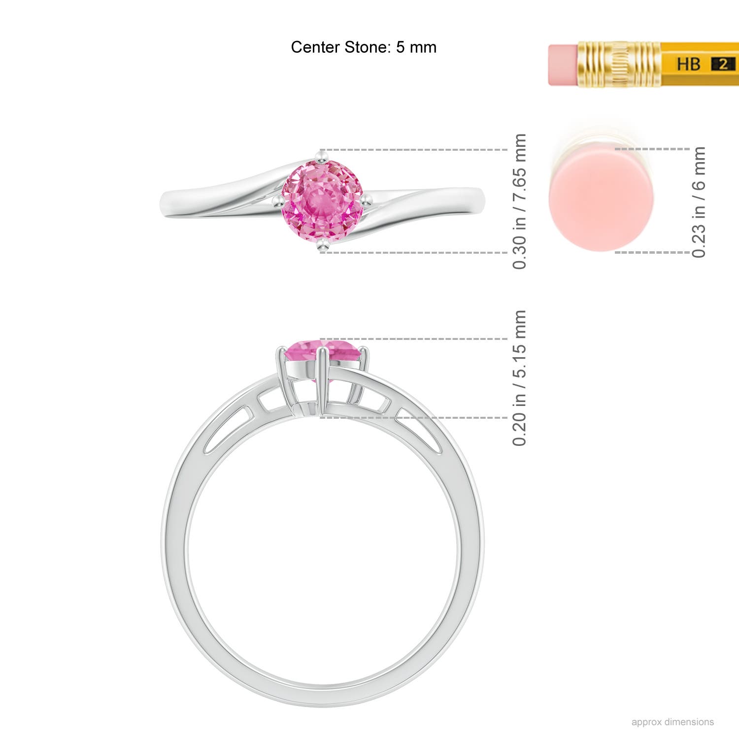 AA - Pink Sapphire / 0.6 CT / 14 KT White Gold