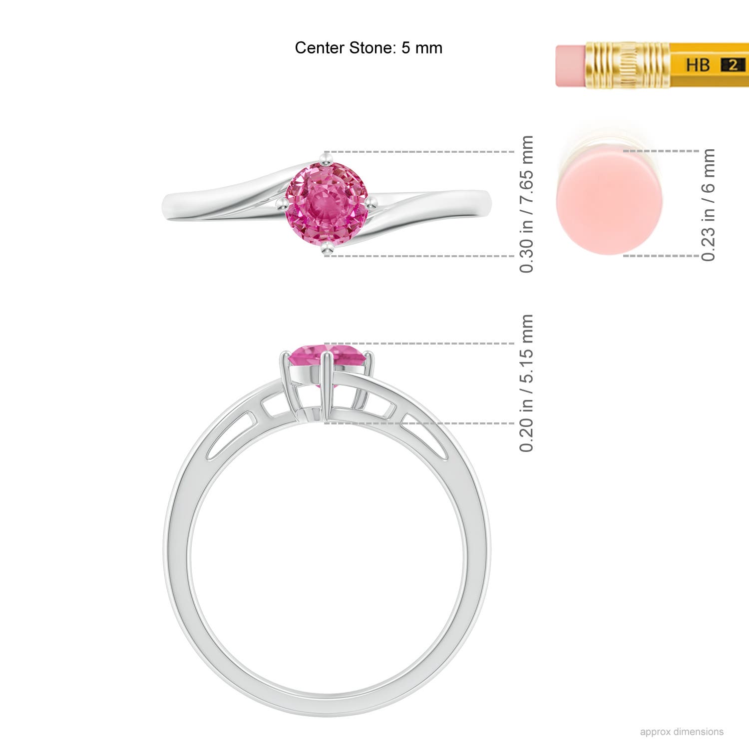 AAA - Pink Sapphire / 0.6 CT / 14 KT White Gold