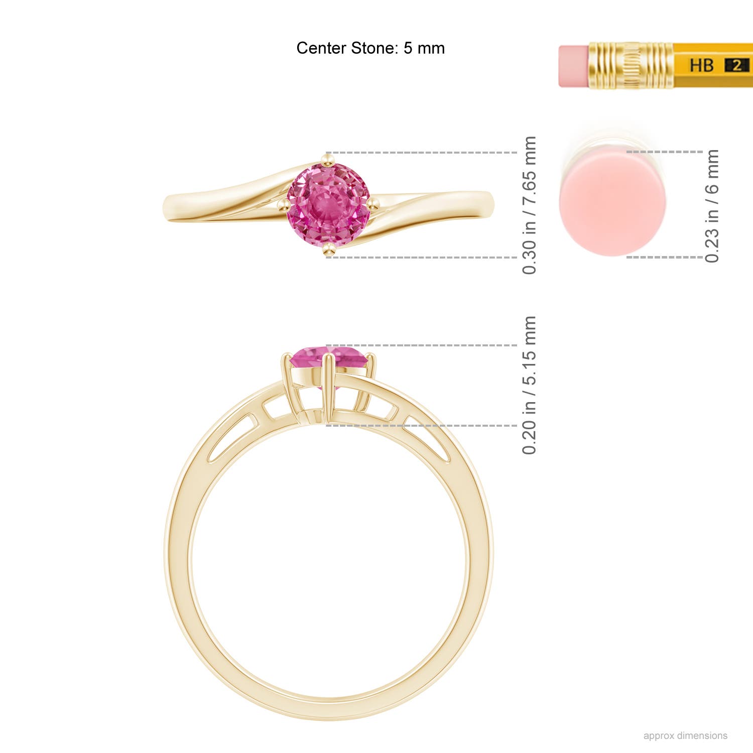 AAA - Pink Sapphire / 0.6 CT / 14 KT Yellow Gold