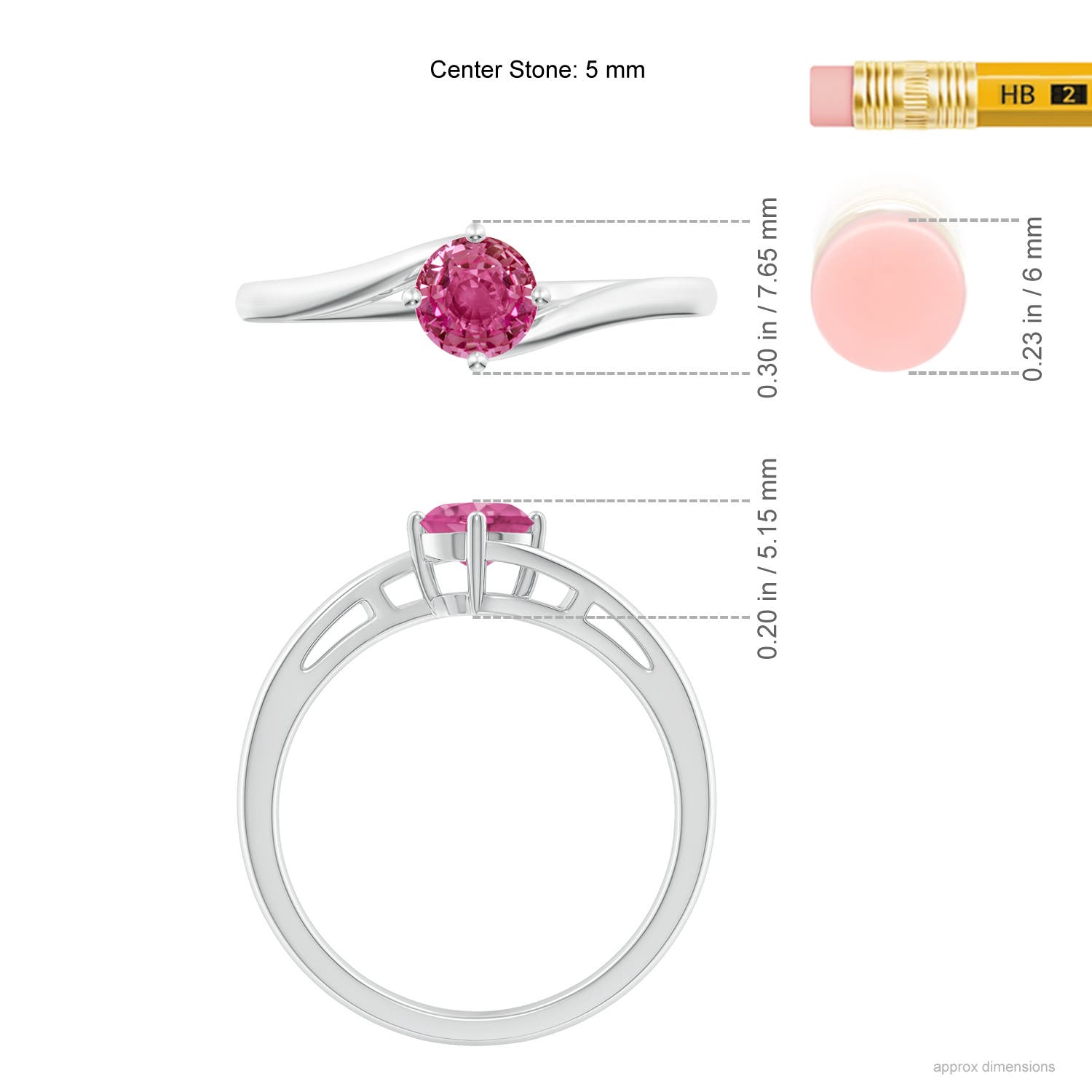 AAAA - Pink Sapphire / 0.6 CT / 14 KT White Gold