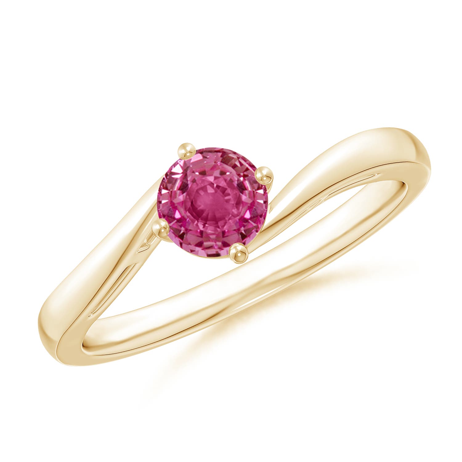 AAAA - Pink Sapphire / 0.6 CT / 14 KT Yellow Gold