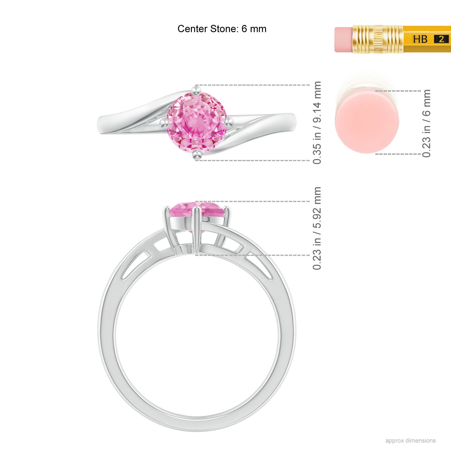 A - Pink Sapphire / 1 CT / 14 KT White Gold