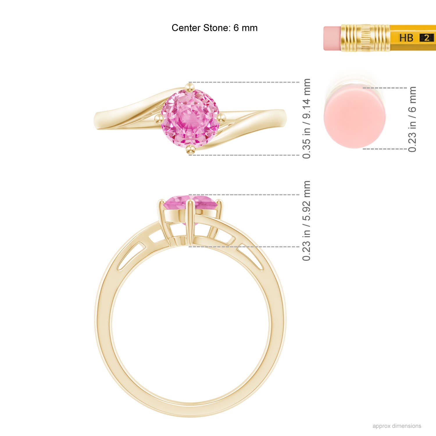 A - Pink Sapphire / 1 CT / 14 KT Yellow Gold