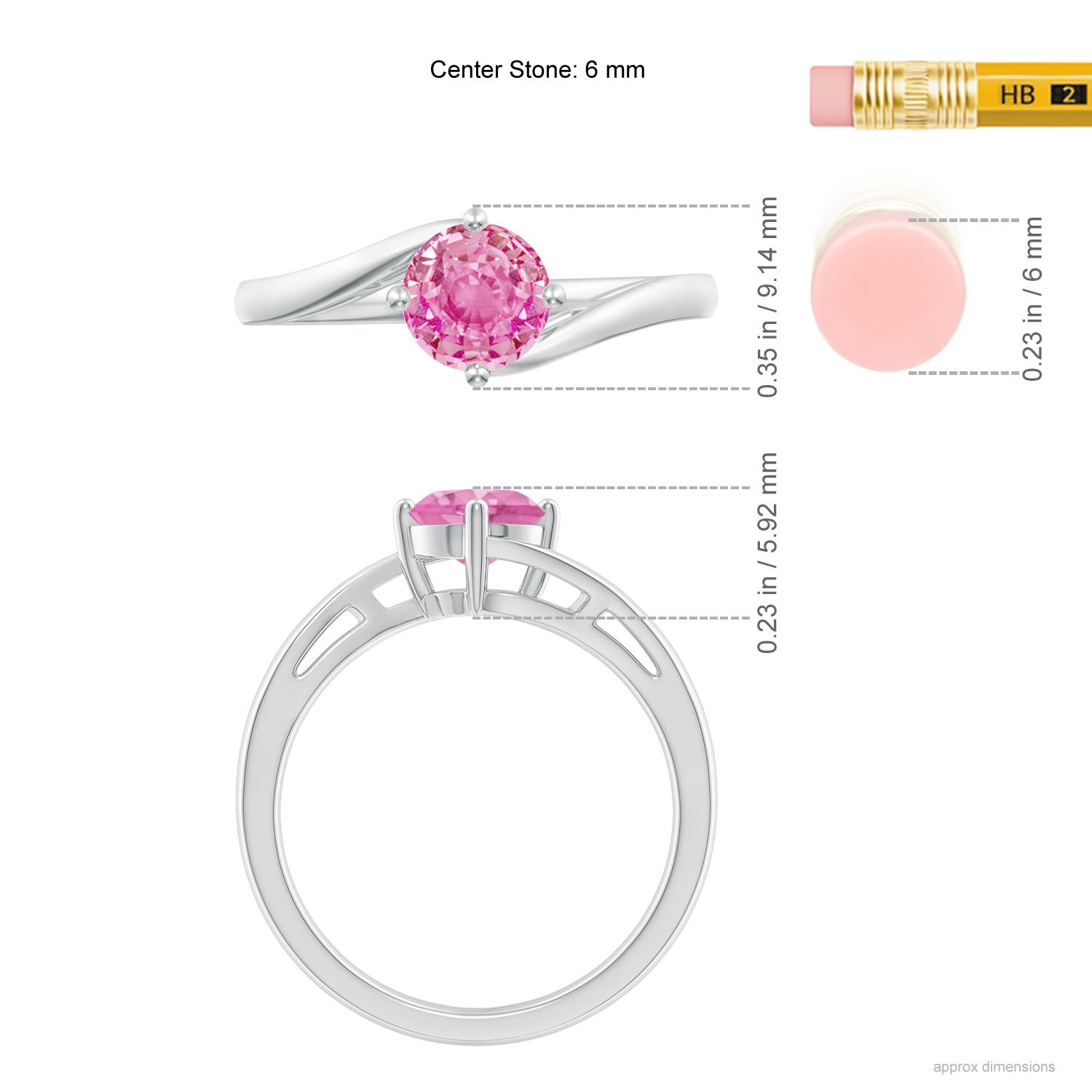 AA - Pink Sapphire / 1 CT / 14 KT White Gold