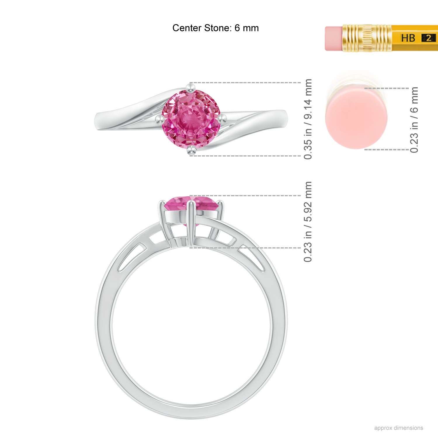 AAA - Pink Sapphire / 1 CT / 14 KT White Gold