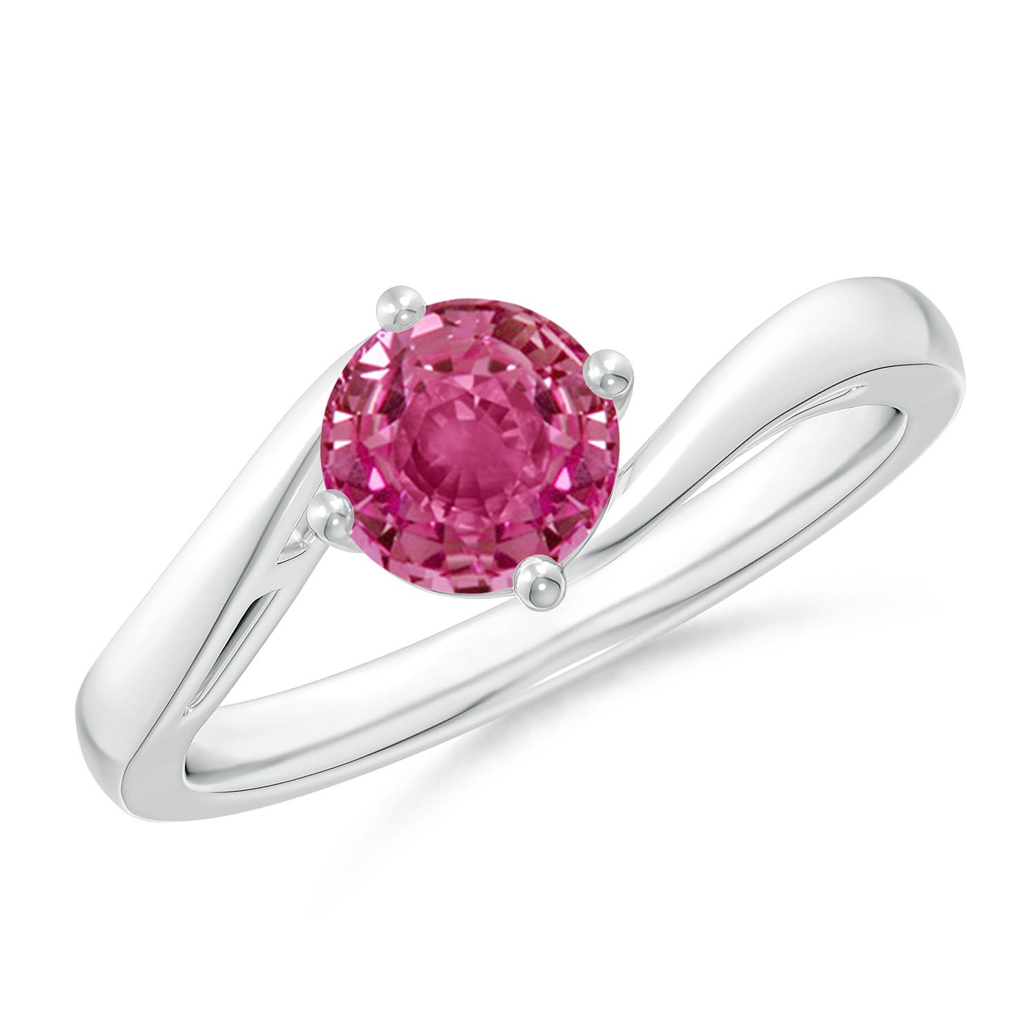 AAAA - Pink Sapphire / 1 CT / 14 KT White Gold