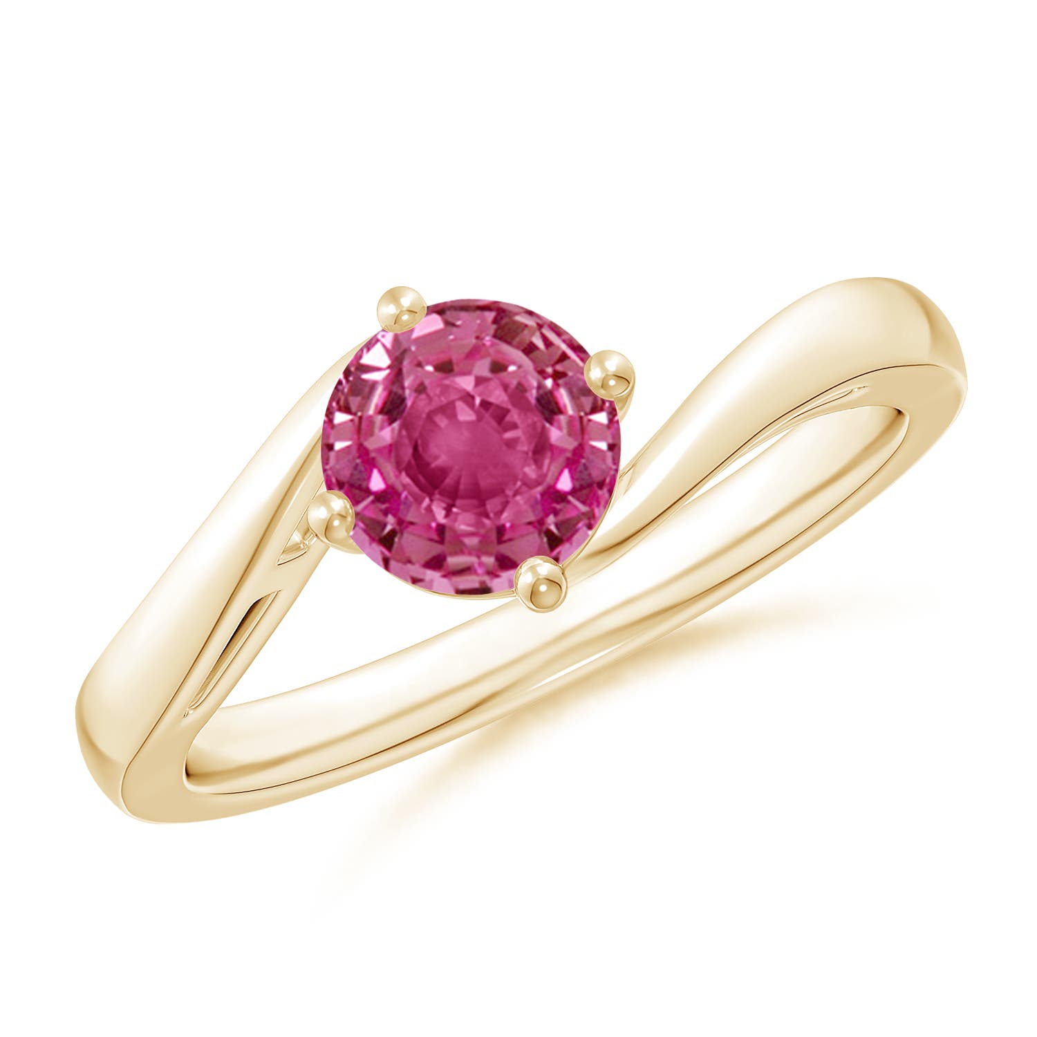 AAAA - Pink Sapphire / 1 CT / 14 KT Yellow Gold