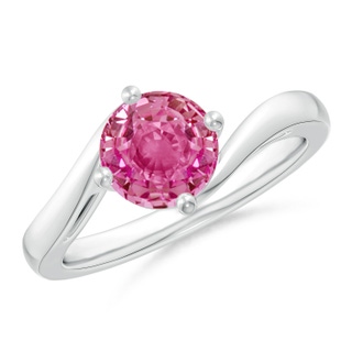 7mm AAA Classic Round Pink Sapphire Solitaire Bypass Ring in P950 Platinum