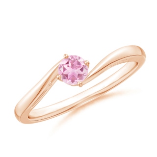 4mm A Classic Round Pink Tourmaline Solitaire Bypass Ring in 9K Rose Gold