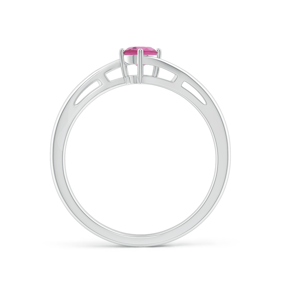 4mm AAA Classic Round Pink Tourmaline Solitaire Bypass Ring in White Gold side 199