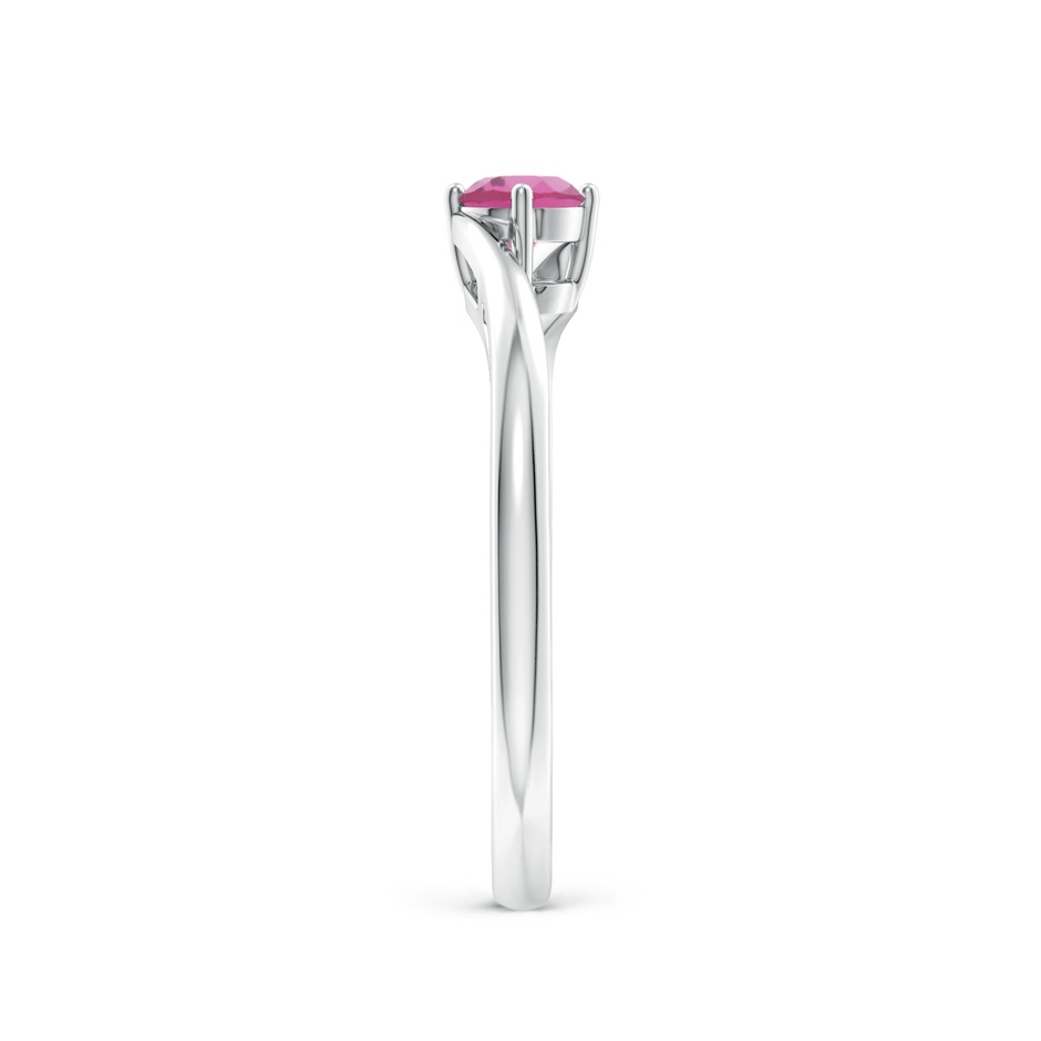 4mm AAA Classic Round Pink Tourmaline Solitaire Bypass Ring in White Gold side 299