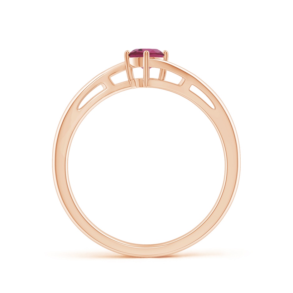 4mm AAAA Classic Round Pink Tourmaline Solitaire Bypass Ring in Rose Gold side 199