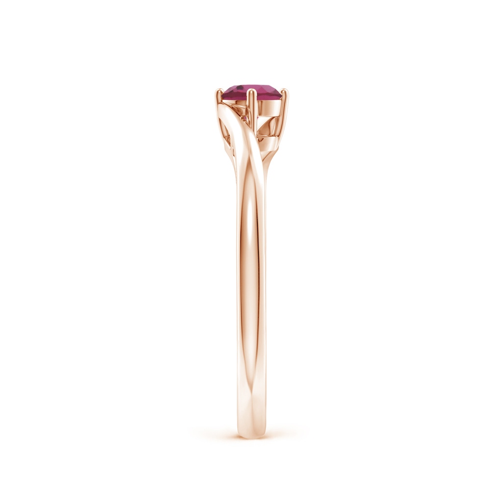 4mm AAAA Classic Round Pink Tourmaline Solitaire Bypass Ring in Rose Gold Side-2