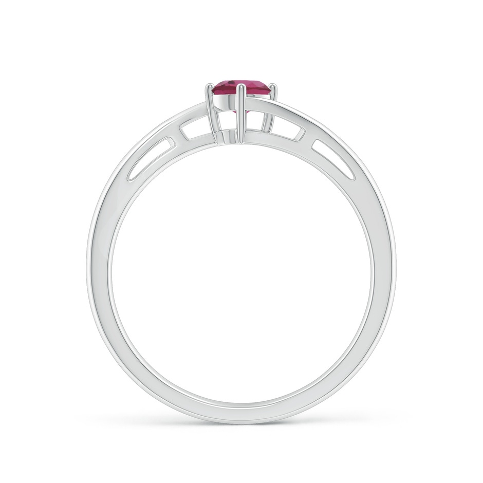 4mm AAAA Classic Round Pink Tourmaline Solitaire Bypass Ring in White Gold side 199