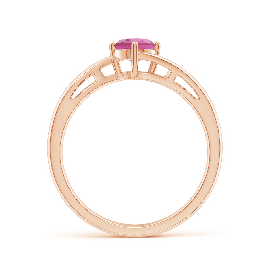 5mm AAA Classic Round Pink Tourmaline Solitaire Bypass Ring in Rose Gold side 199